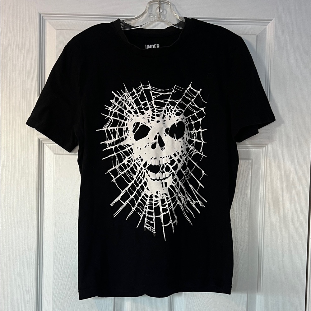 Disguise Black Tee with White Skull Web Design